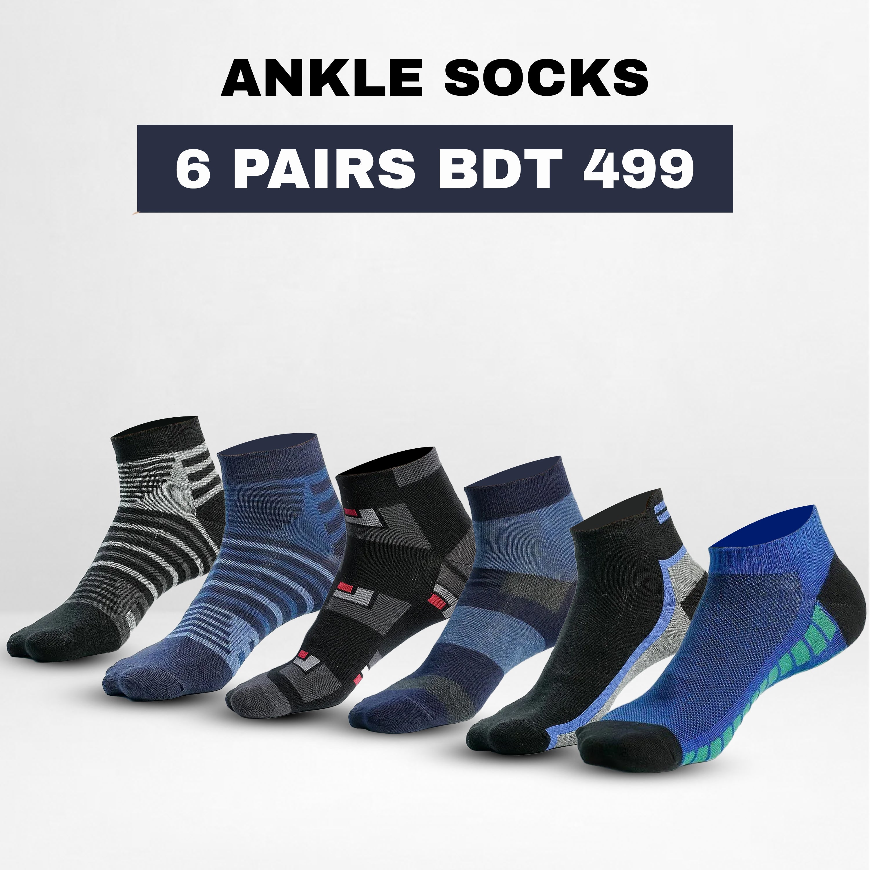 6 Pair Ankle Socks (Random Selection)
