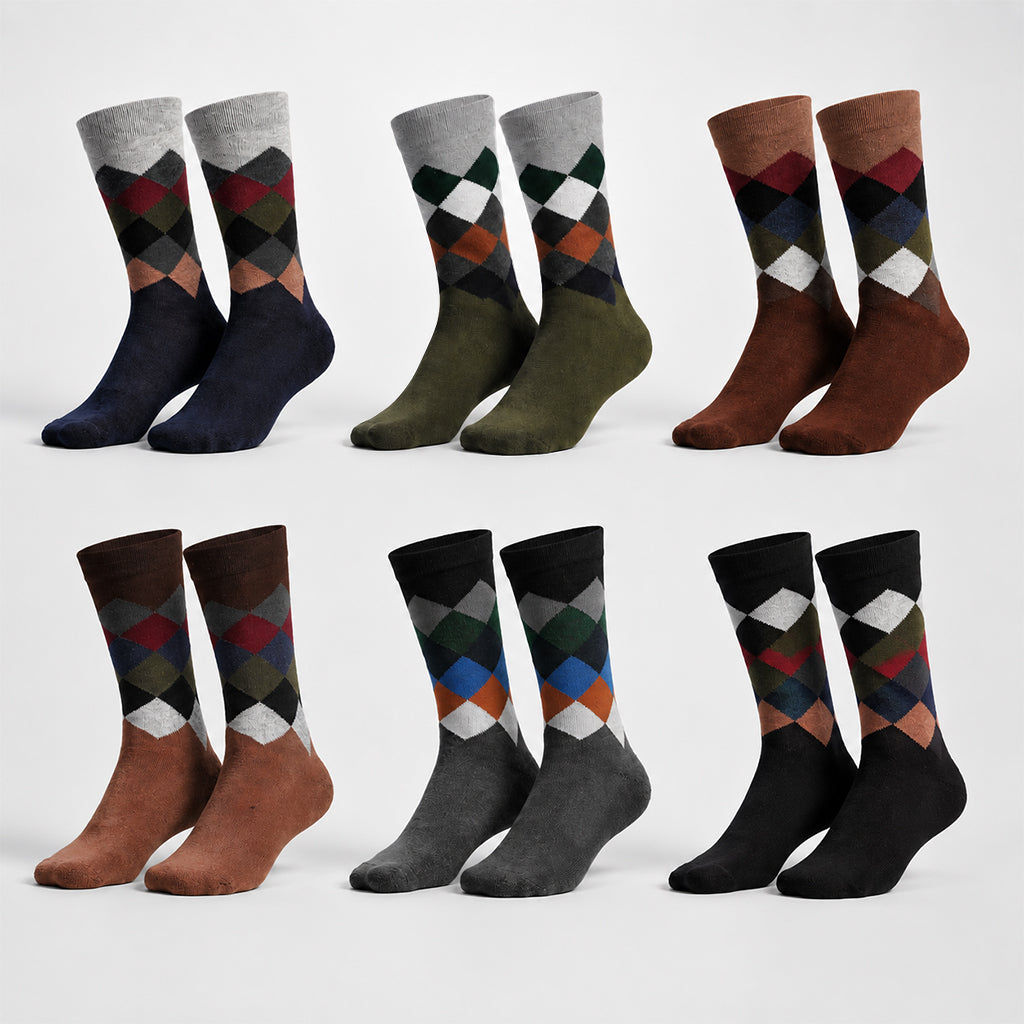 6 Pairs Combo Pack Half Terry Premium Long Socks