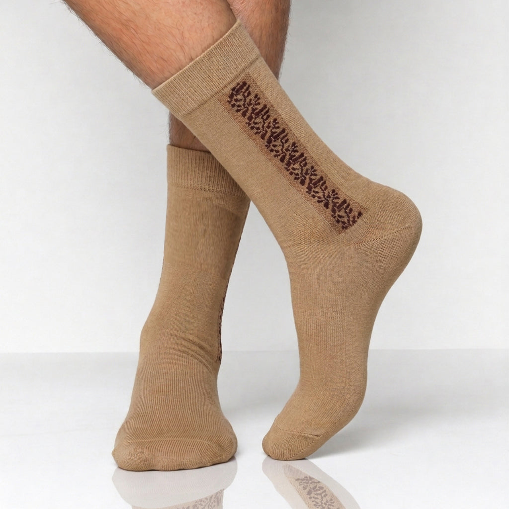 Premium Beige Floral Vine Pattern Socks for Women