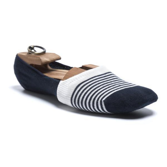 Navy Blue and White Cotton Loafer Socks for Men