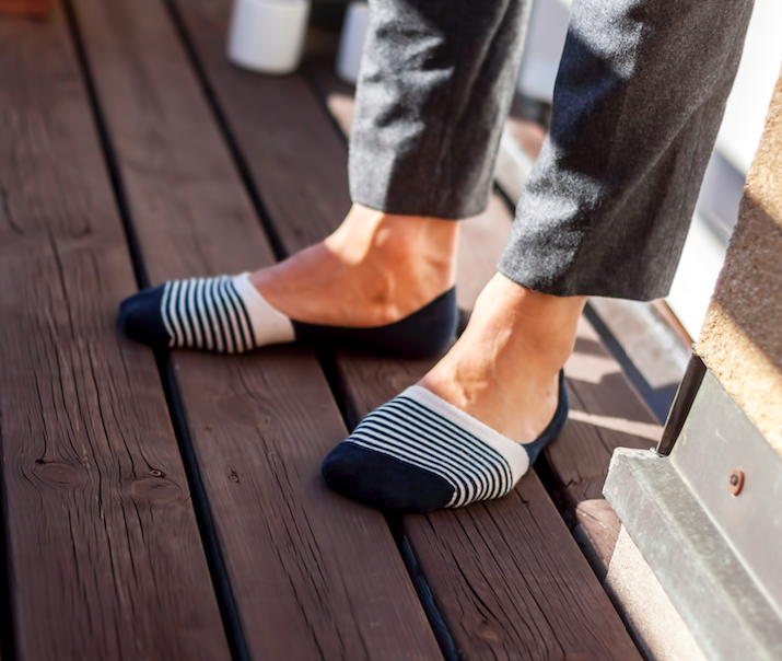 Navy Blue and White Cotton Loafer Socks for Men