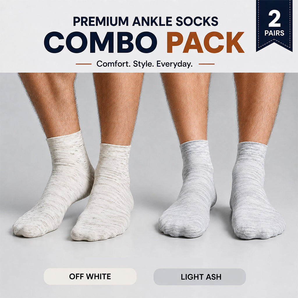 Premium Ankle Socks 2 Pair Combo Pack for Men
