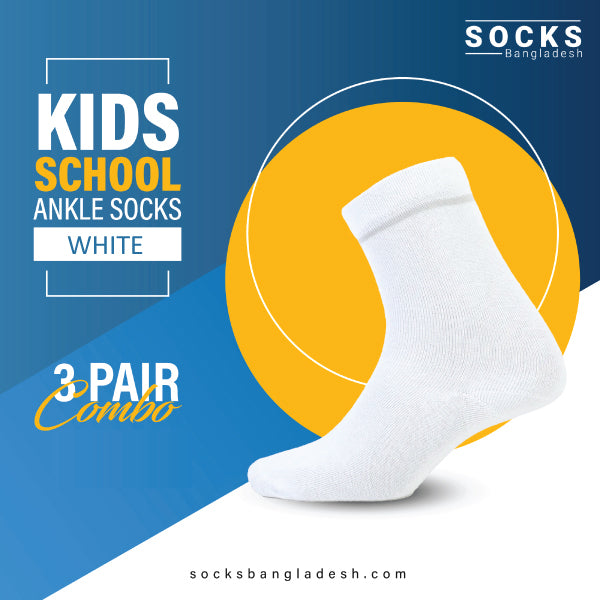 Smart Kid Combo White Ankle School Socks (3 Pairs)