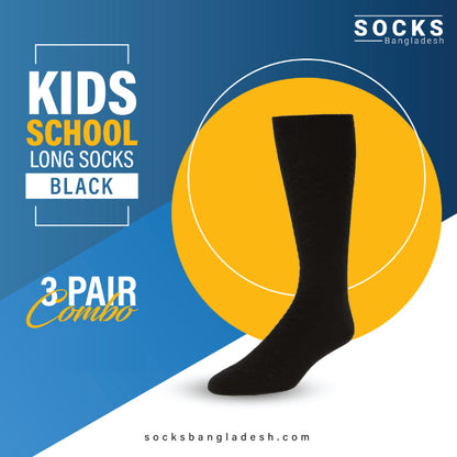 Smart Kid Combo Black Long School Socks (3 Pairs)