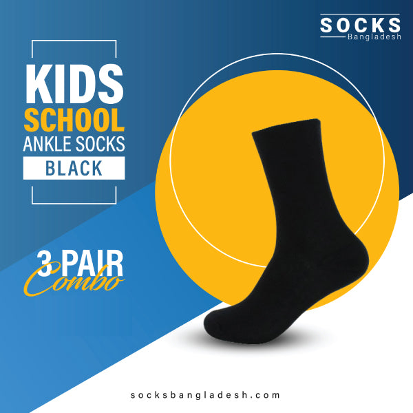 Smart Kid Combo Black Ankle School Socks (3 Pairs)