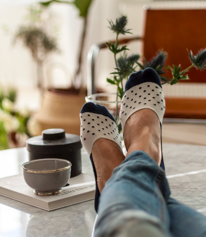 White Navy Cotton Loafer Socks for Men