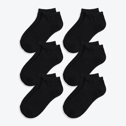 6 Pairs Combo Pack Plain Black Ankle Sock