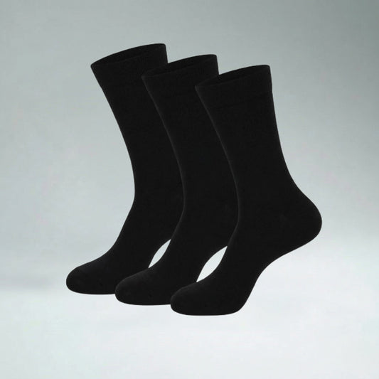 3 Pairs Combo Pack Plain Black Long Socks