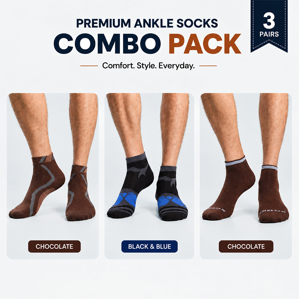 Premium Ankle Socks 5 Pair Combo Pack for Men