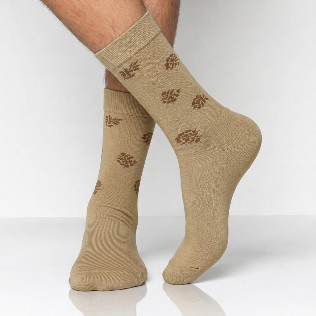 Premium Beige Floral Pattern Socks for Women