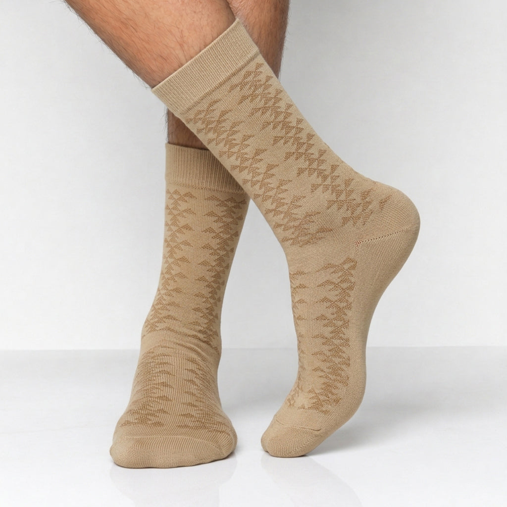 Premium Beige Leaf Pattern Socks for Women