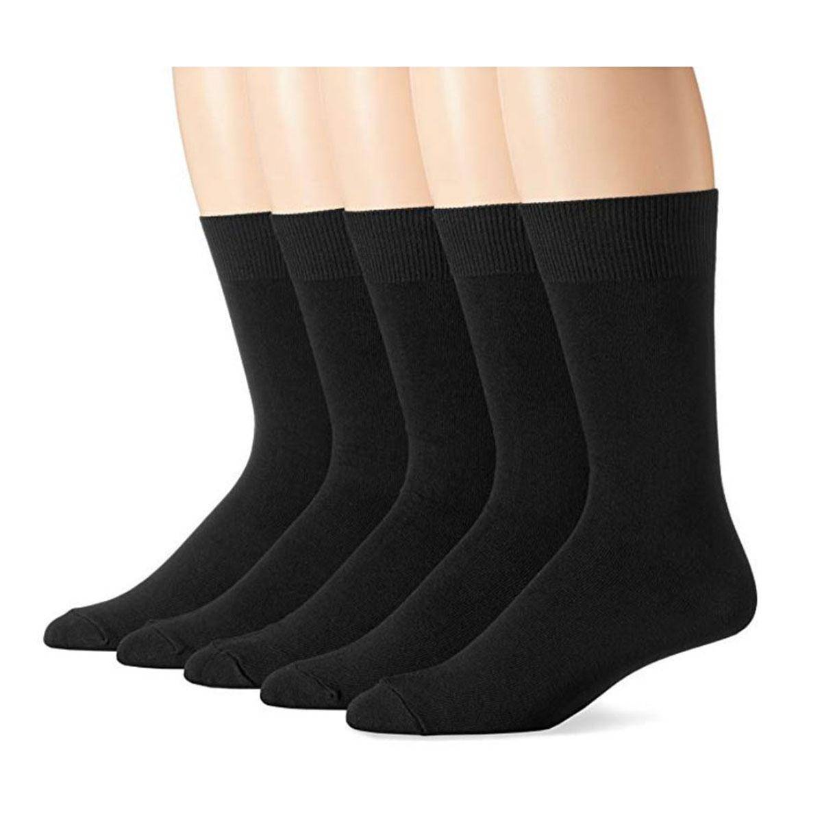 5 Pairs Combo Pack Plain Black Long Socks
