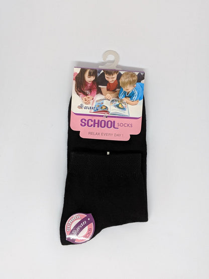 Swan Black School Ankle Socks for Children